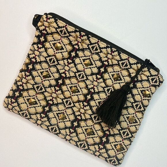 A & B Evening Bag Beaded Clutch Makeup Pouch Zipper Tassel‎ Medium - Picture 1 of 8